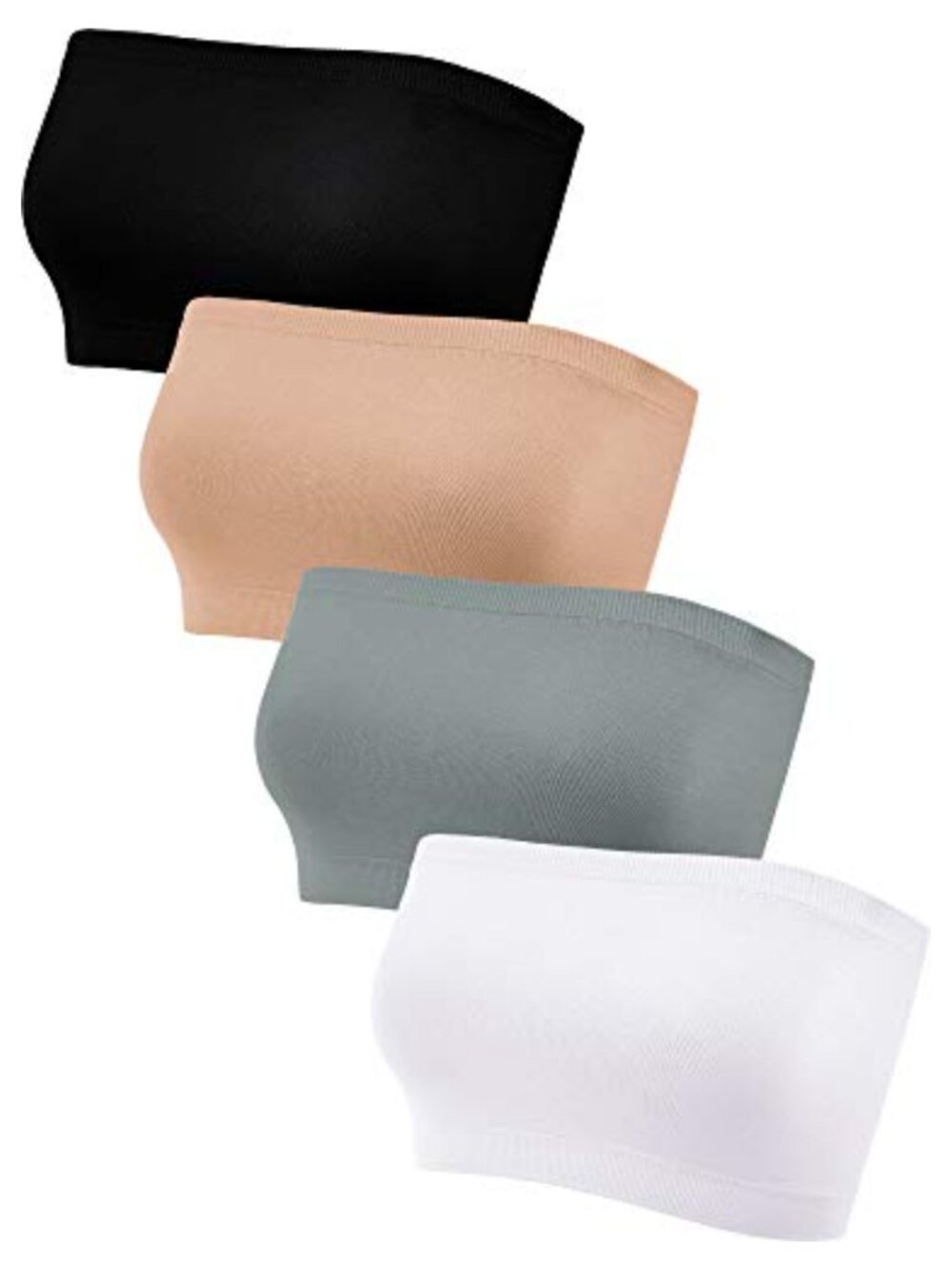 Seamless Strapless Bralette 4-Pack Nylon Spandex Wirefree Backless